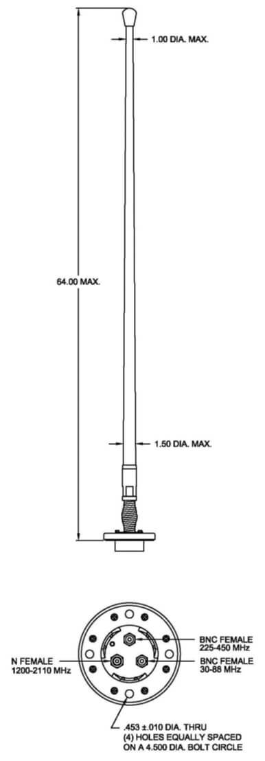 RTB3010 engineering drawing - vehicular antenna