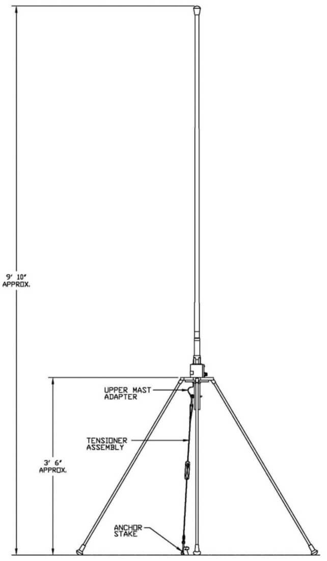 RAMI5709 tripod antenna engineering drawing