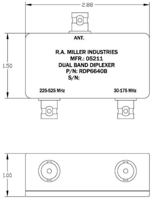 RDP6640B diplexer engineering drawing